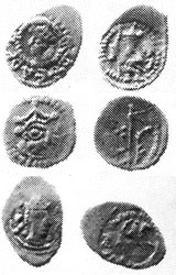 Монеты Федора (две вверху) и Александра (нижняя), по А. Орешникову.